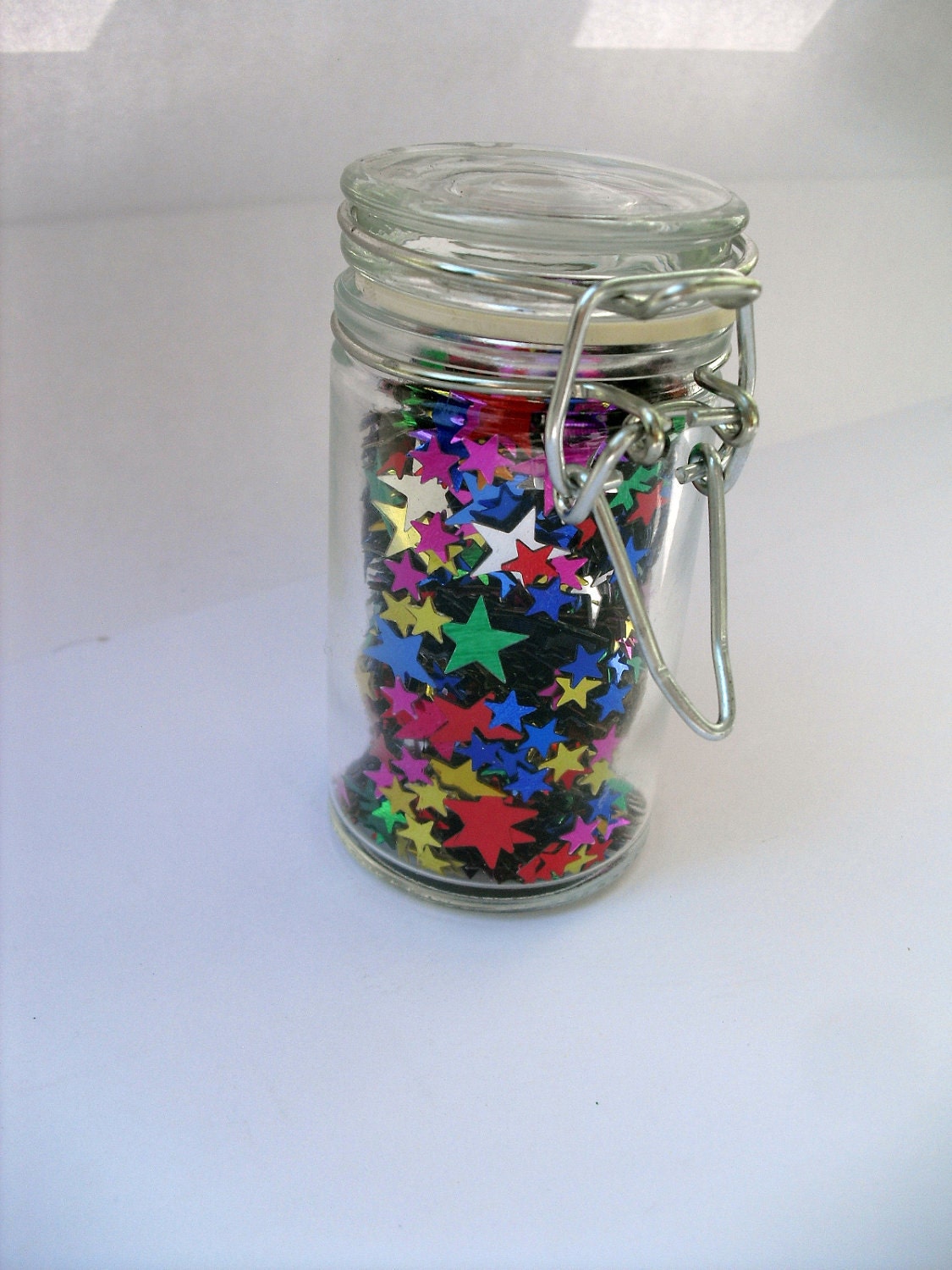 Jar of Star Confetti - party collage mixed media storage scrapbooking