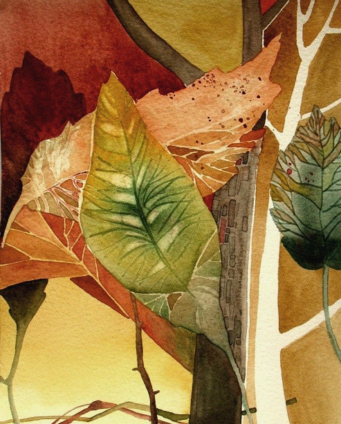 Autumn Leaves - Watercolor - Abstract Painting - 8x10 print