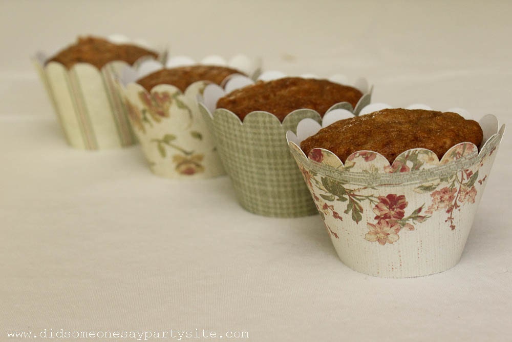 Vintage Floral Cupcake Wrappers - FREE SHIPPING