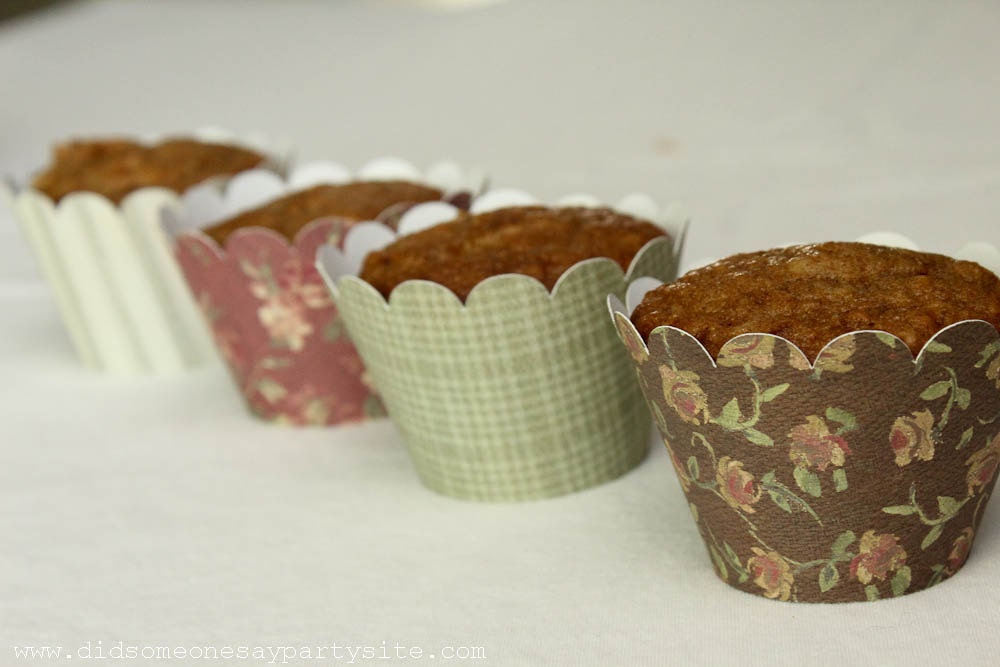 Vintage Floral Cupcake Wrappers - FREE SHIPPING