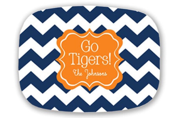 Personalized Chevron Zig Zag Tailgating Tray Choose Your Team and Colors