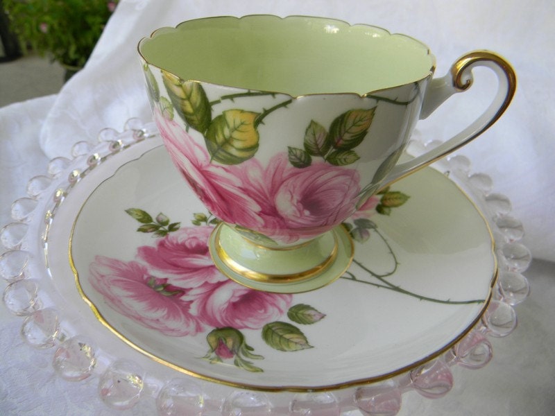 SOLD  Reserved for Nicole Vintage SHELLEY w/Roses Teacup and Saucer