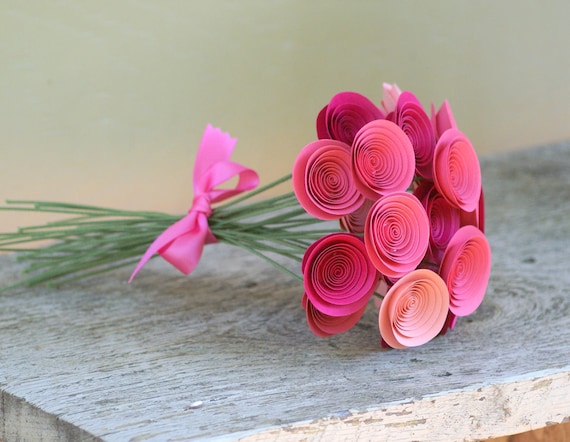 Pink Centerpiece, Paper Flowers -- Hot Pink, Salmon Pink, Pale Pink -- Baby Shower Decor