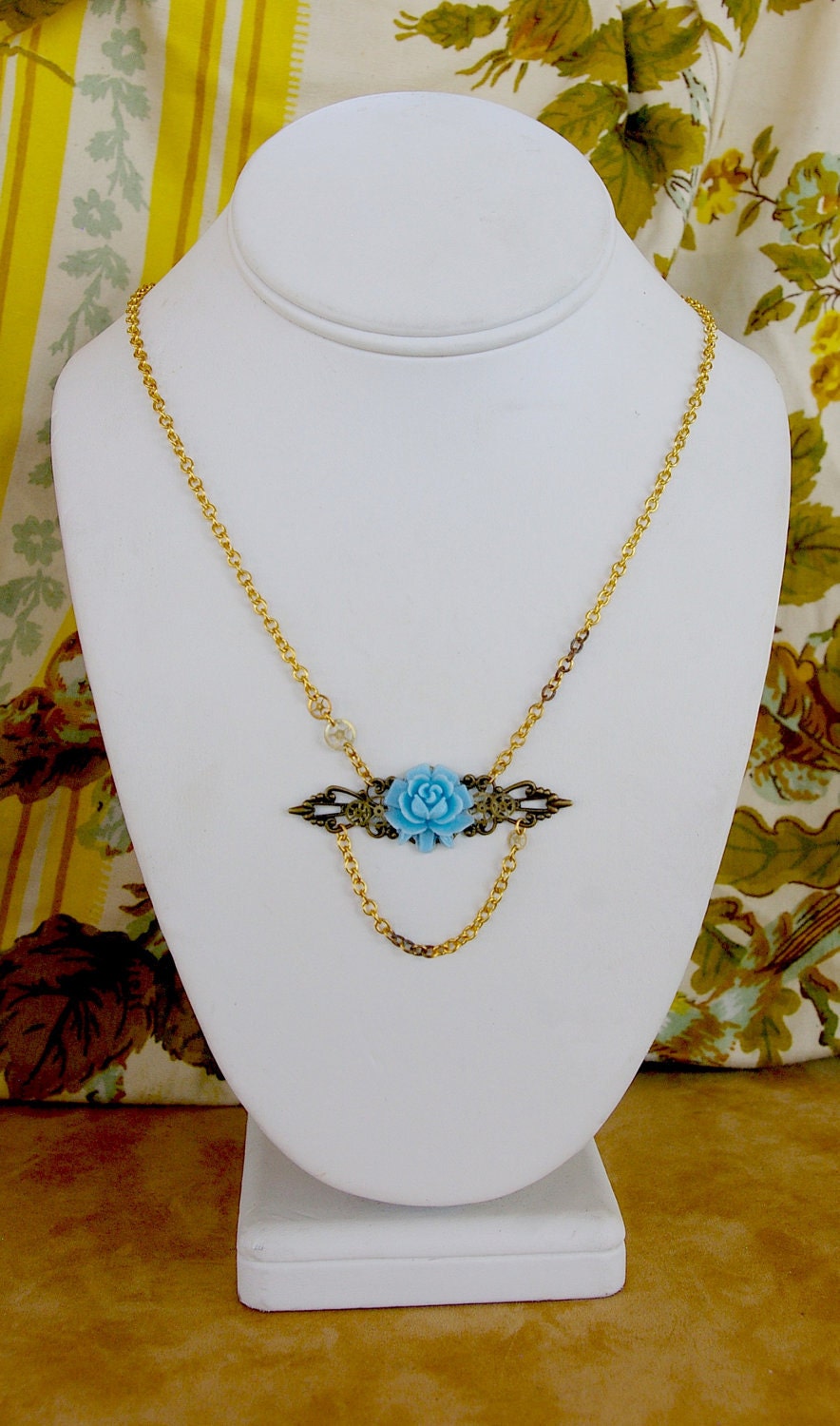 Pelotonia Fundraising Sale- Blue Flower Necklace