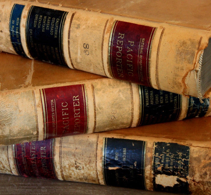Leather Bound Antique Set of Three Law Books