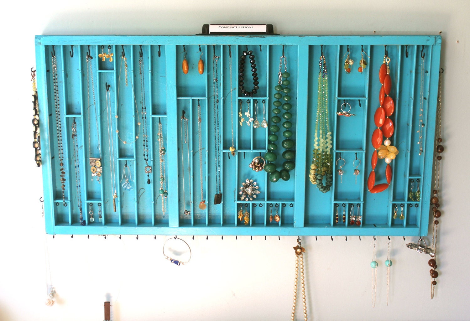 Jewelry Display in Distressed Teal