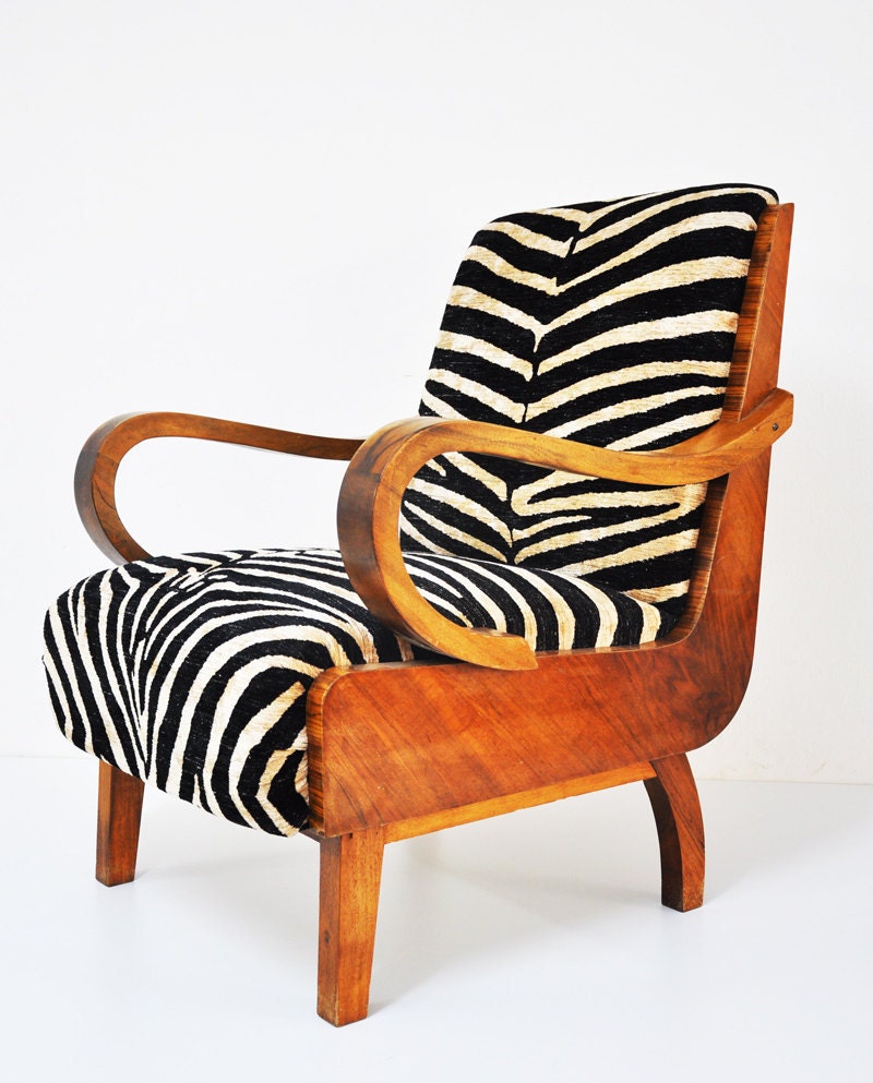 2 zebra walnut armchairs