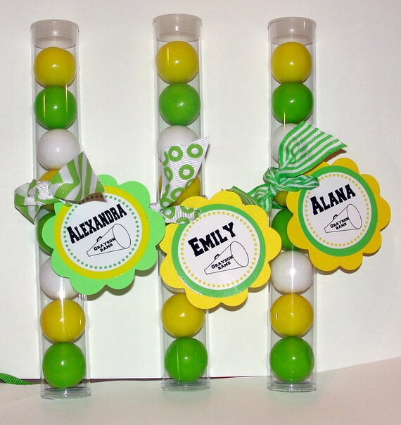 Cheerleading Gumball Party Favors for girl's birthday parties Match school colors