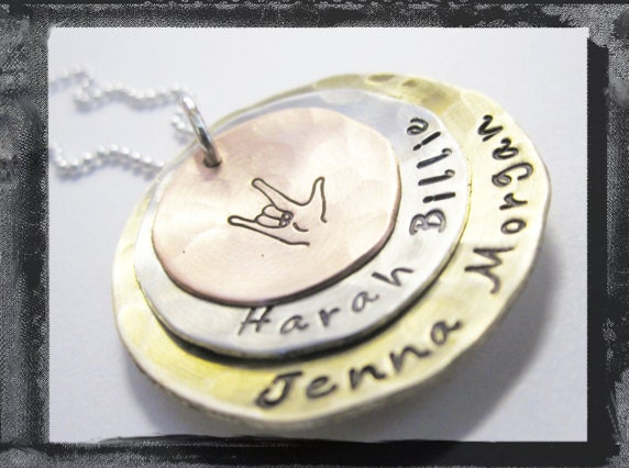 Hand Stamped Jewelry - Personalized Necklace - ASL I Love You Necklace