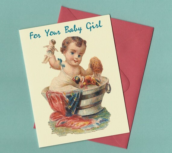Baby Girl Card, Baby Congratulations Card, girl baby