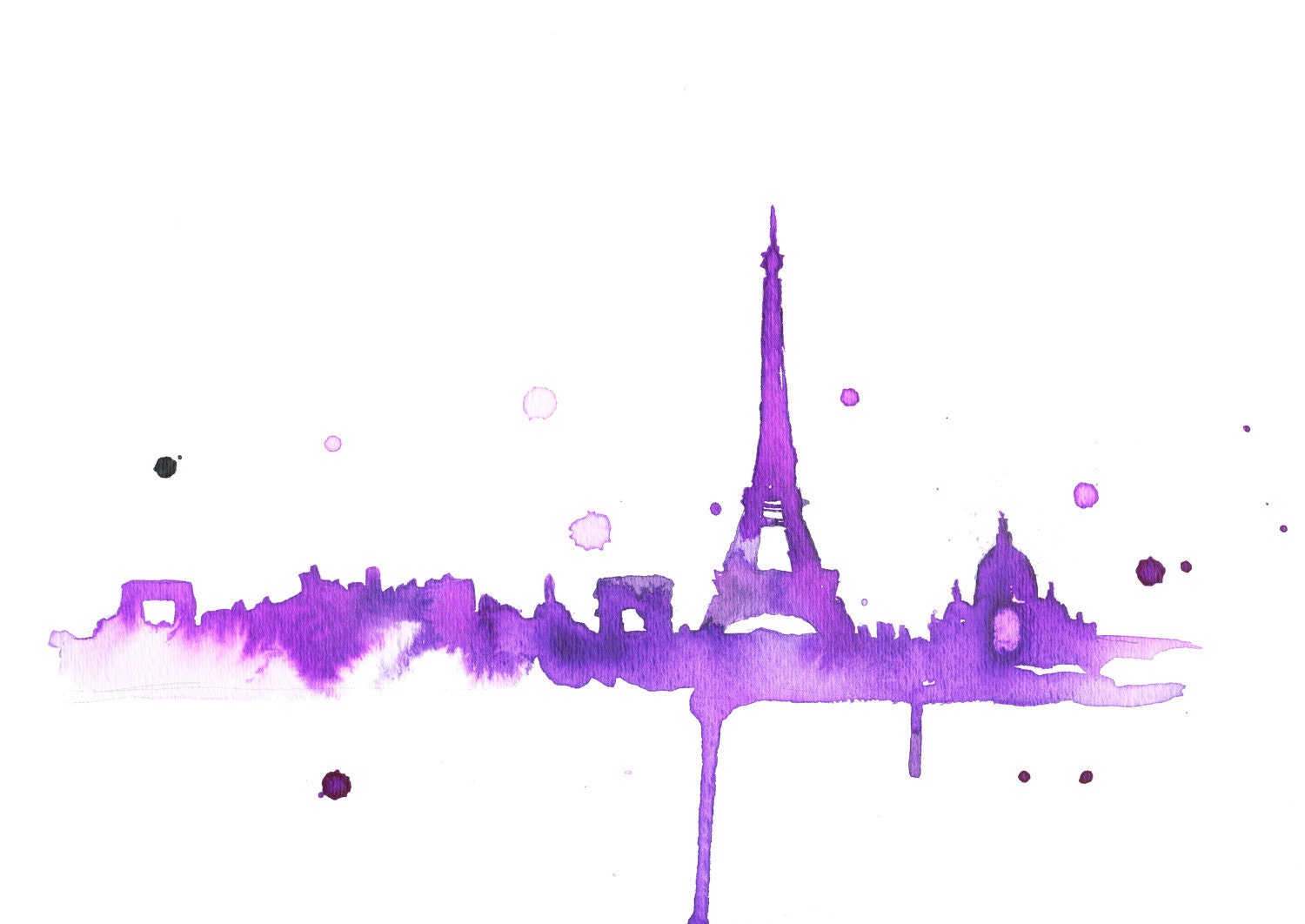 Watercolor Travel Illustration - A Purple Paris print