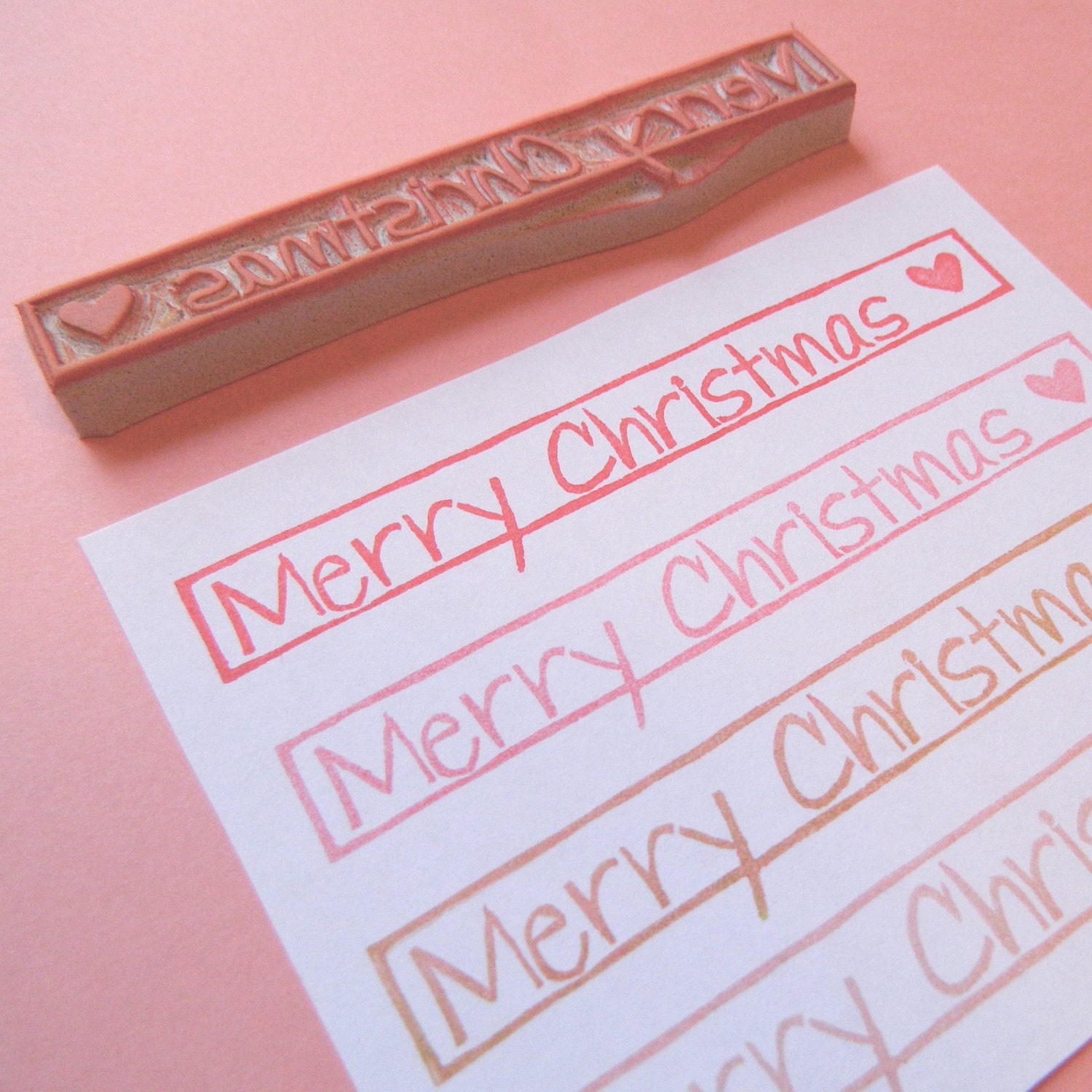 Merry Christmas - Simply Stated Hand Carved Stamp