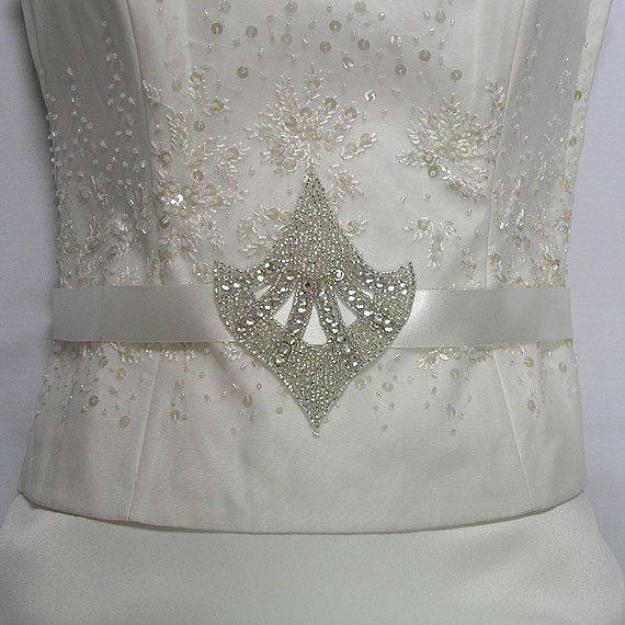 Wedding dress sash belt with art deco 1920s style very sparkly rhinestone 