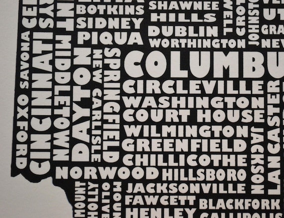 Cities of OHIO Collage Print (OR Customize and Choose Your Own State)