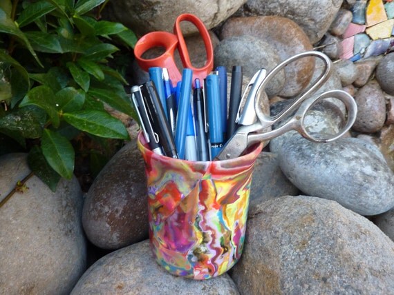 Upcycled Glass Pen and Pencil Whatnot Holder