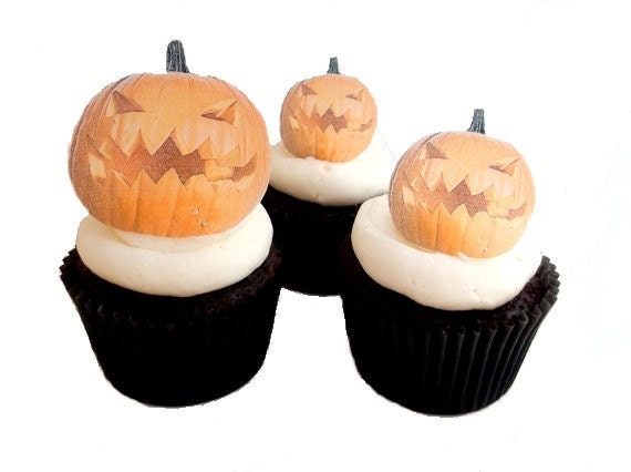 EXCLUSIVE - Edible Jack-o-lantern - 12 Cupcake Toppers - Decorations - etsy front page