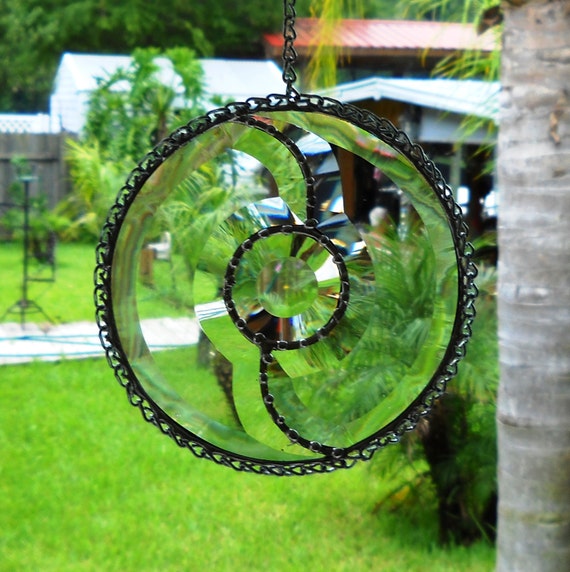 Beveled Stained Glass Suncatcher Window treatment Yin Yang