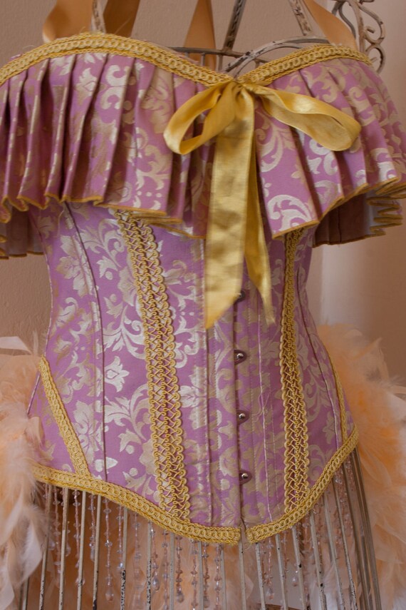 ELIZABETH Burlesque Corset Costume pink gold dress