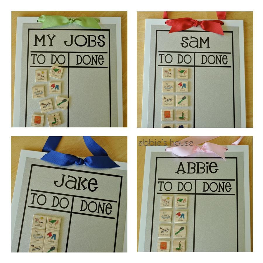 Chore Chart Combination Set - White Chore Chart and Basic Magnet Set of 12