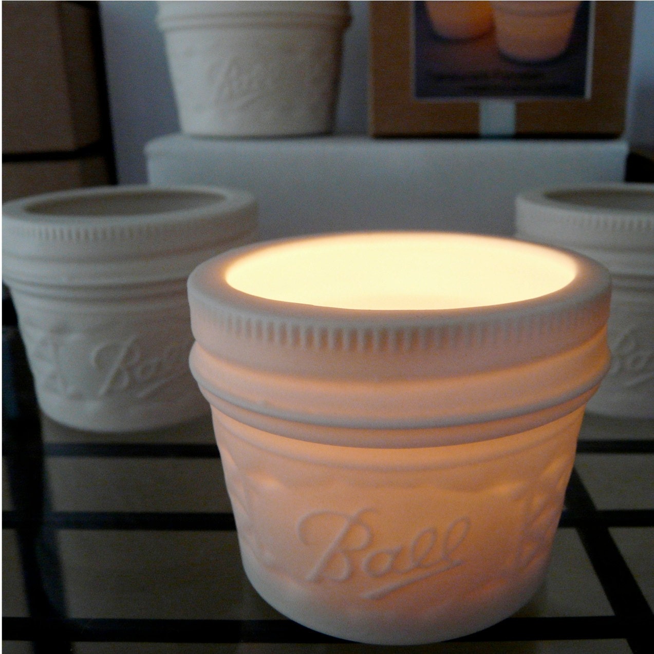 Porcelain Mason Jar Votive Candle Holder