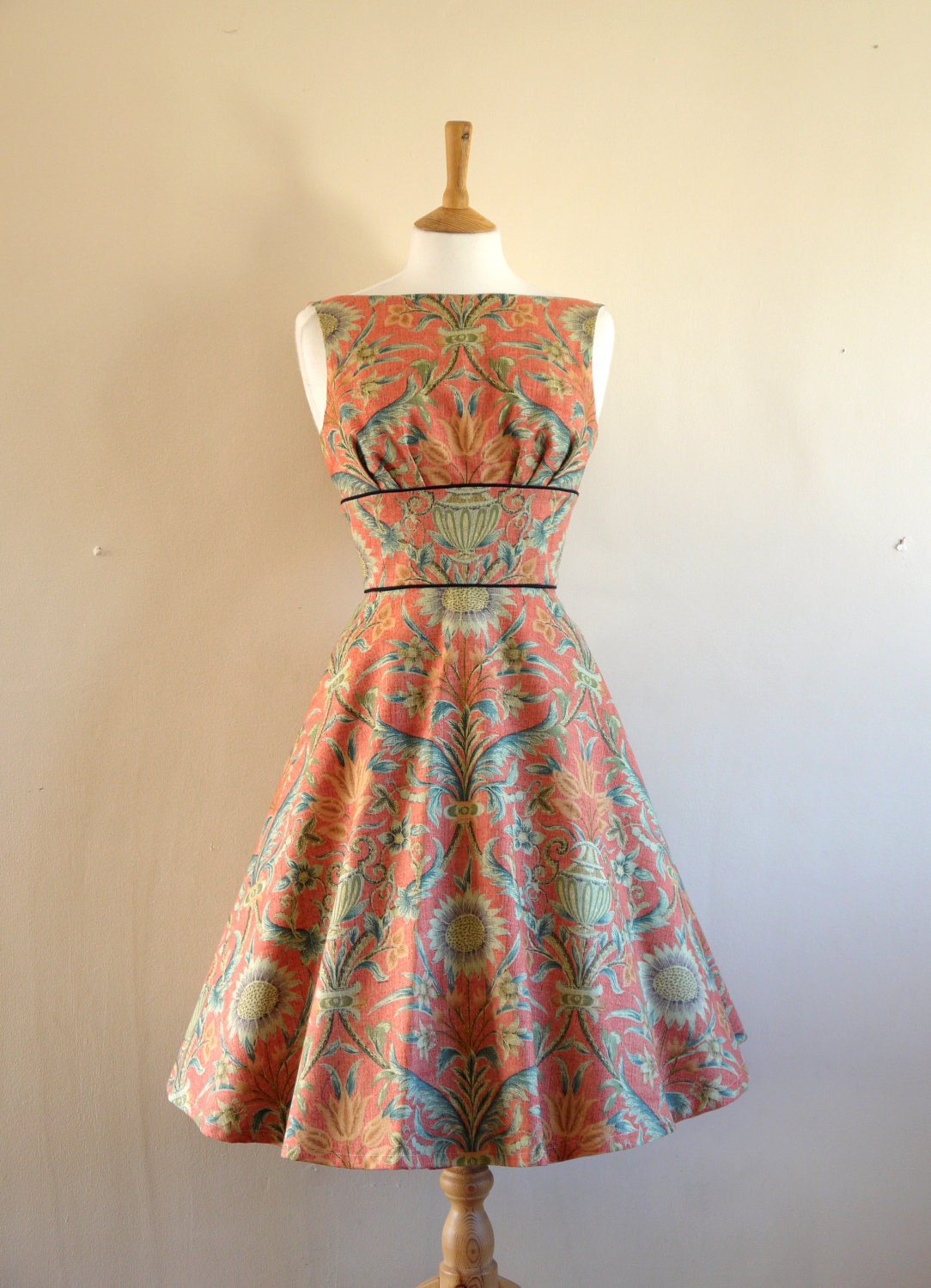 Sunflower and Vase Print Tea Dress - Made by Dig For Victory