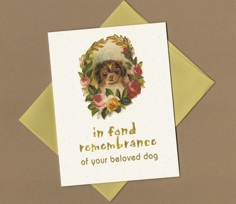 Dog Sympathy Card - In Fond Remembrance - pet sympathy card, loss of dog, pet condolence card