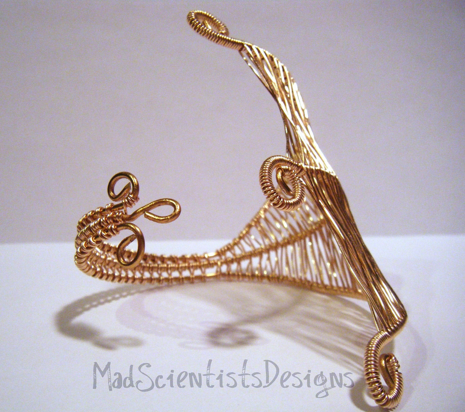 FREE SHIPPING Elven Wear Golden Dreams Wirewrapped Adjustable Cuff 001