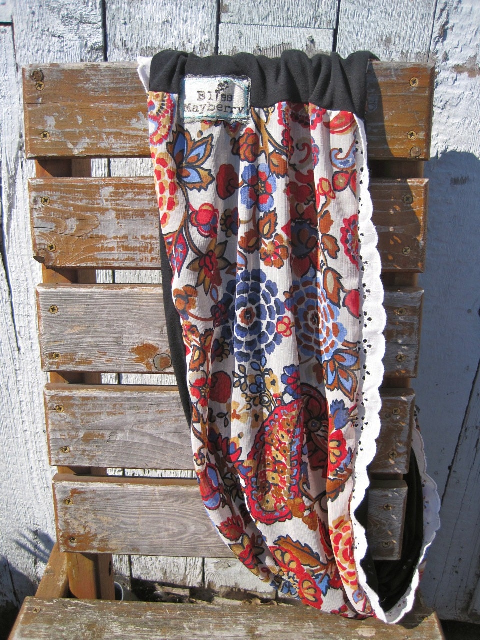 Heidi Beth Loopdy Scarf in country flower, black jersey, & vintage lace