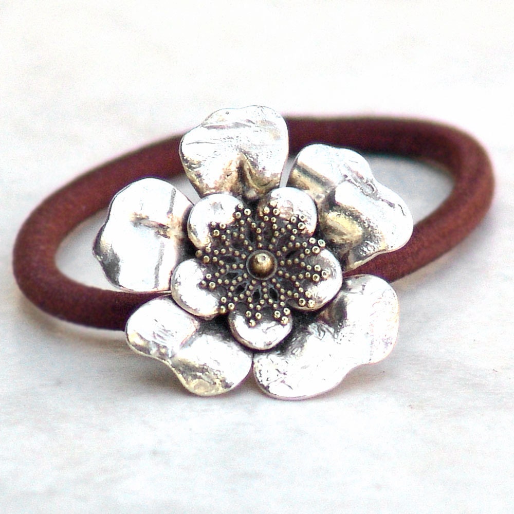 Ponytail Hair Band Silver Flower  Metal by Catherine Jeltes as galleryzooartdesigns on Etsy from etsy.com
