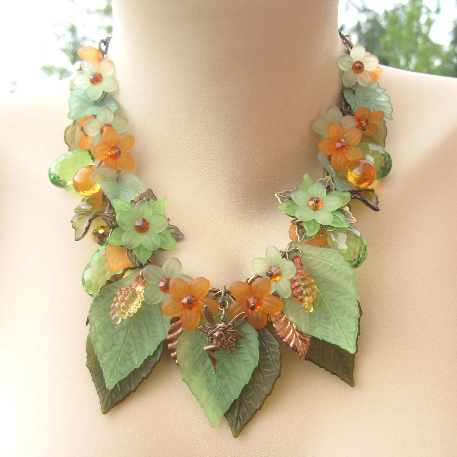 Neverland Autumn Leaf and Flower Nature Necklace