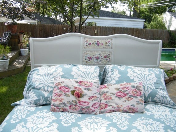 Queen Size Romantic Cottage/Shabby Chic Mosaic Headboard/ Footboard Reserved for Trelan