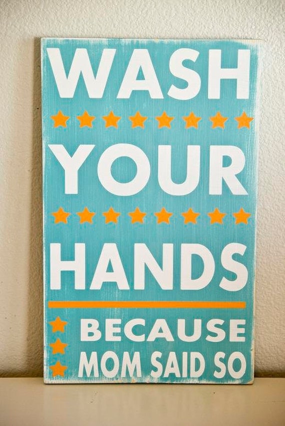 Wash Your Hands Typography Bathroom Sign