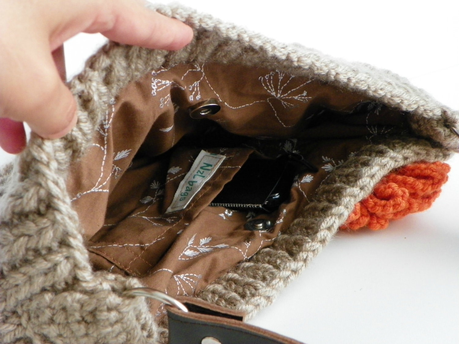 NzLbags новых нейтральных Маленькая - бежевый светло-коричневой Вязание сумка, сумка - сумка, кожаный ремешок Nr-0180