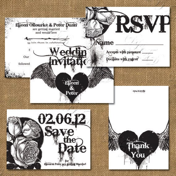Gothic Style Printable Wedding Invitation Suite From DevilIsInTheDetail