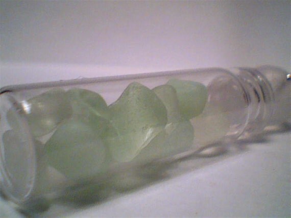 Genuine UV Glow in the dark Beach sea glass vial bottle jewelry handmade necklace