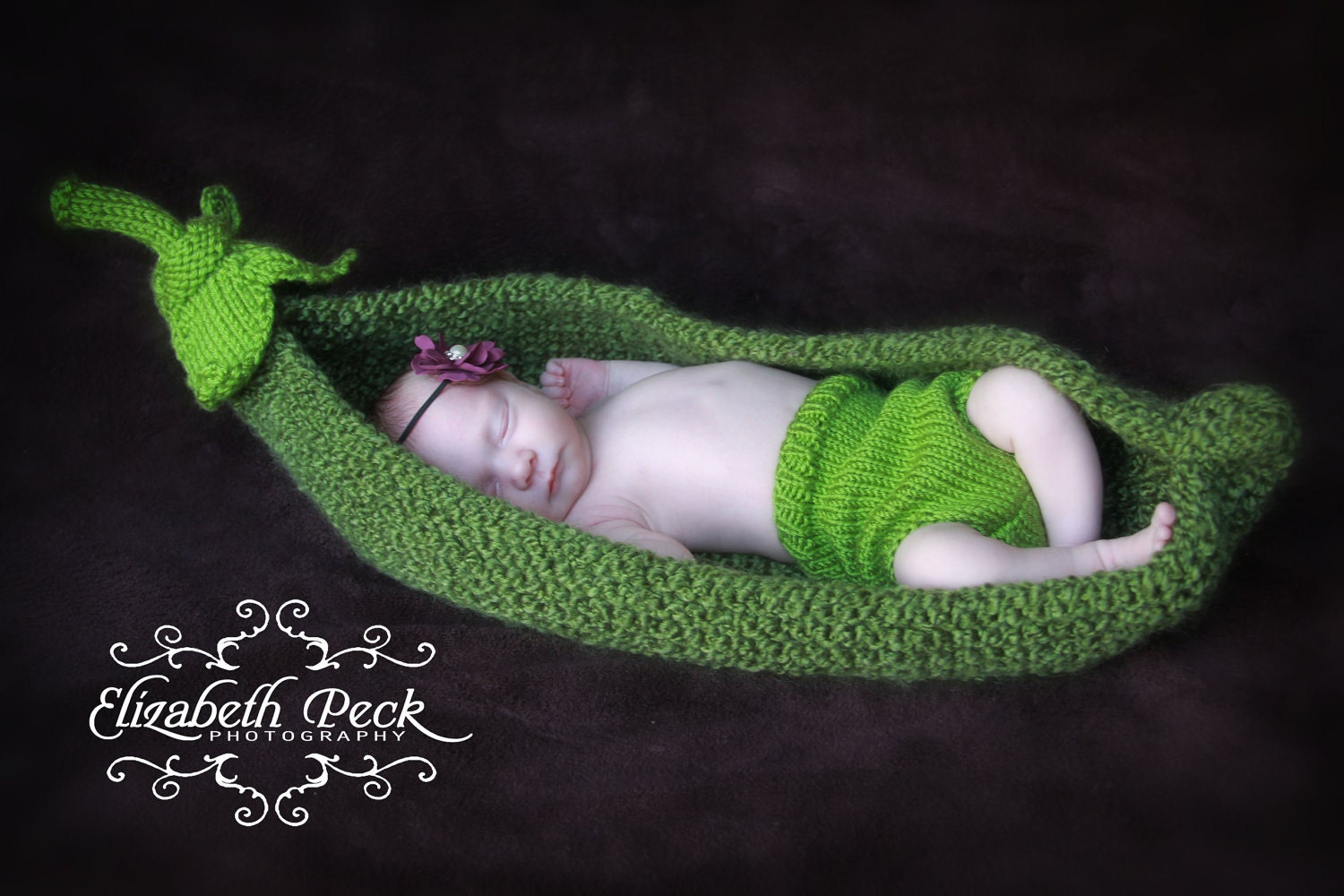 Pea Pod Photo Prop Knitting Pattern for Newborn Photography, PDF Number 112 -- Delivered via Email -- Over 10,000 patterns sold