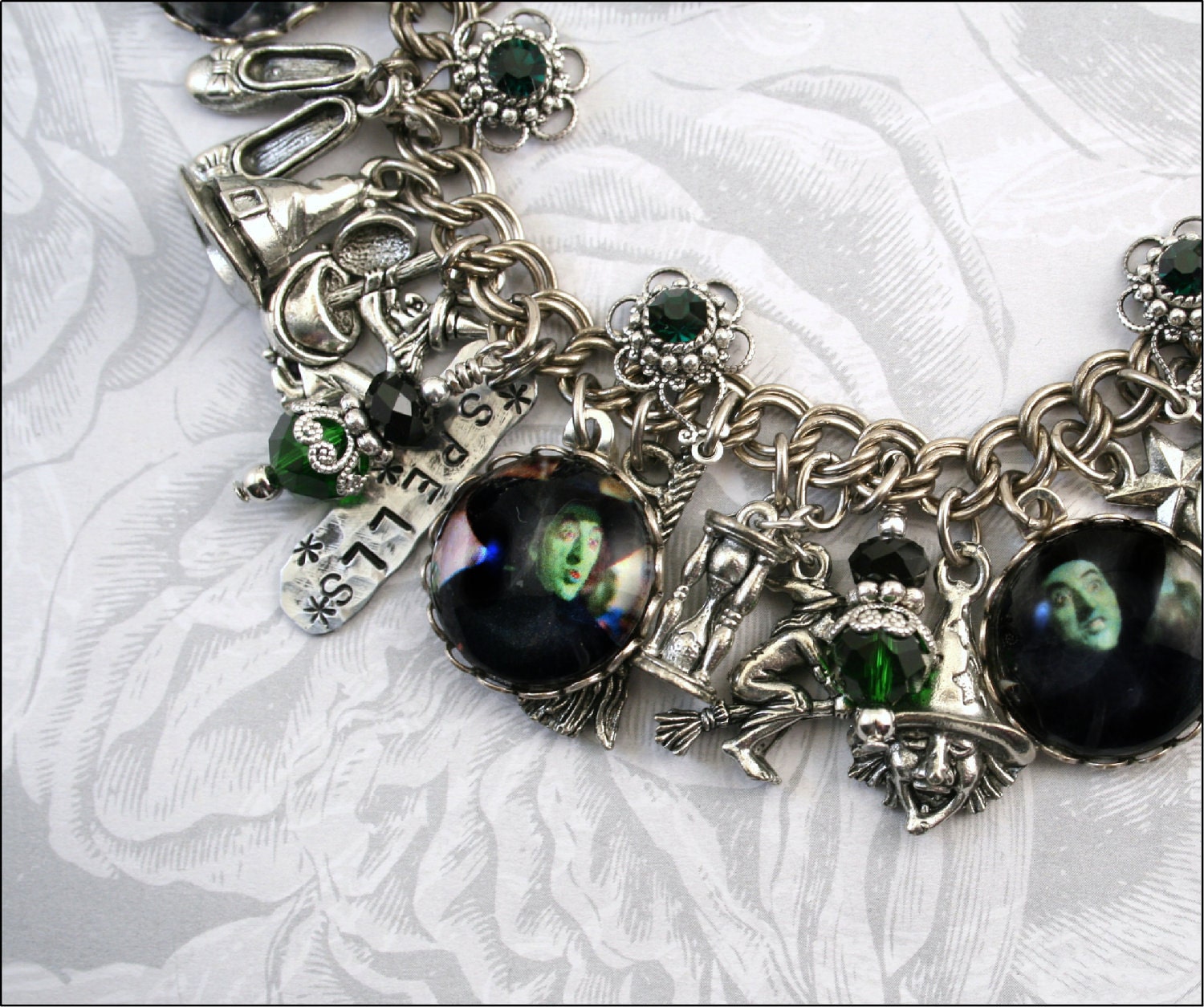 The Wicked Witch of the West, Witches, Halloween, Vintage Inspired Charm Bracelet
