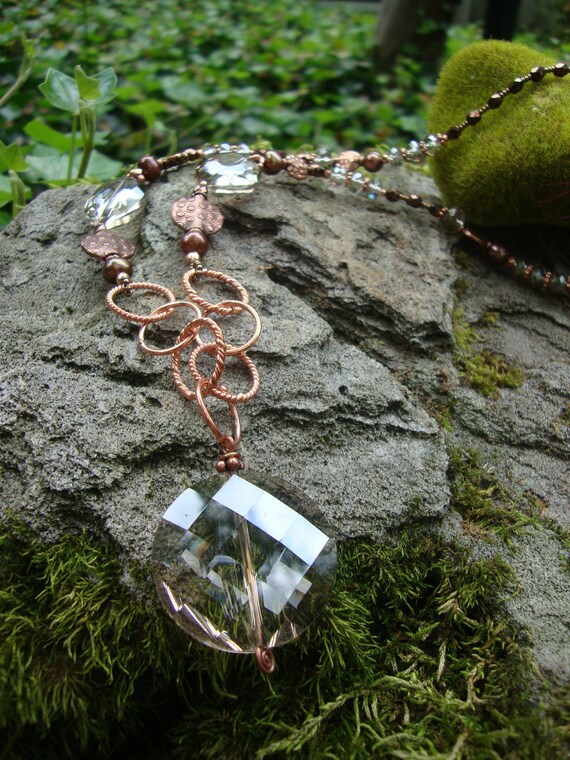 Champagne Crystal And Copper Necklace Preview 2