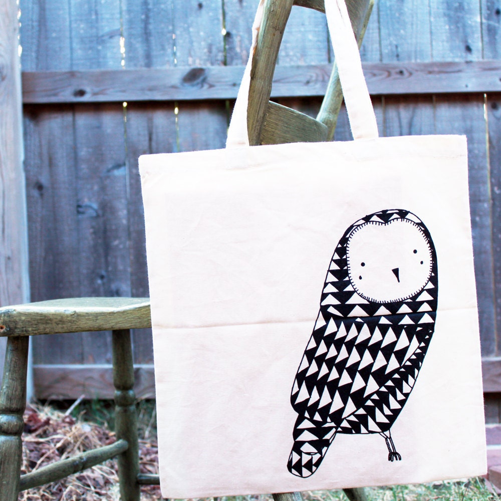 Owl Tote Bag - Black