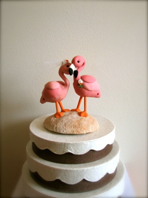RESERVED custom flamingo wedding cake topper for Jenny From theaircastle