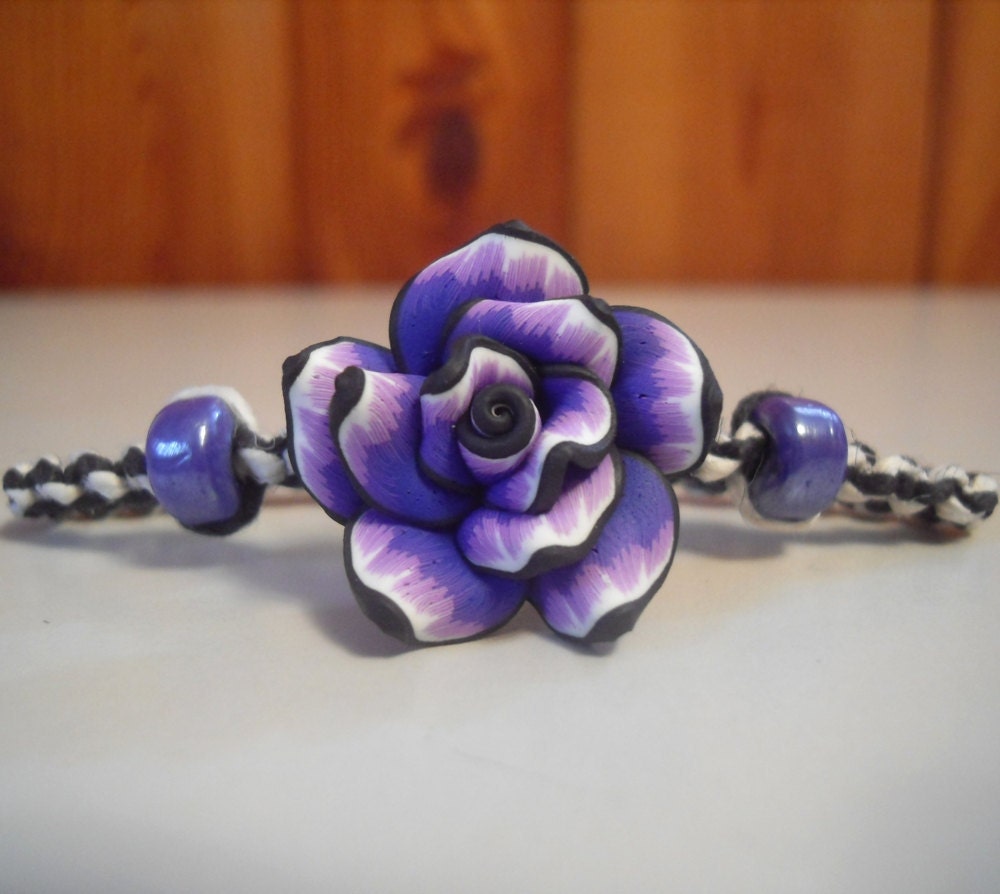 Purple Tie Dye Rose Hemp Bracelet