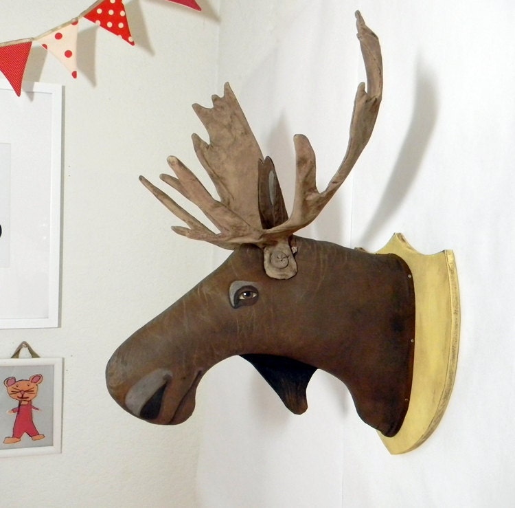 Moose Head-- Original Contemporary Folk Art-- Friendly Taxidermy-- Made to order within a week-- LAST ONE