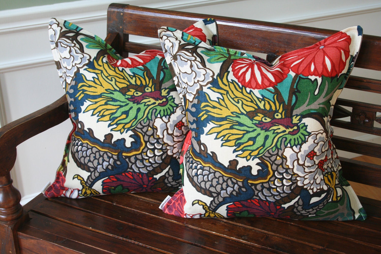 Decorative Pillow Cover- 20 x 20- Chiang Mai Dragon by F. Schumacher- Alabaster