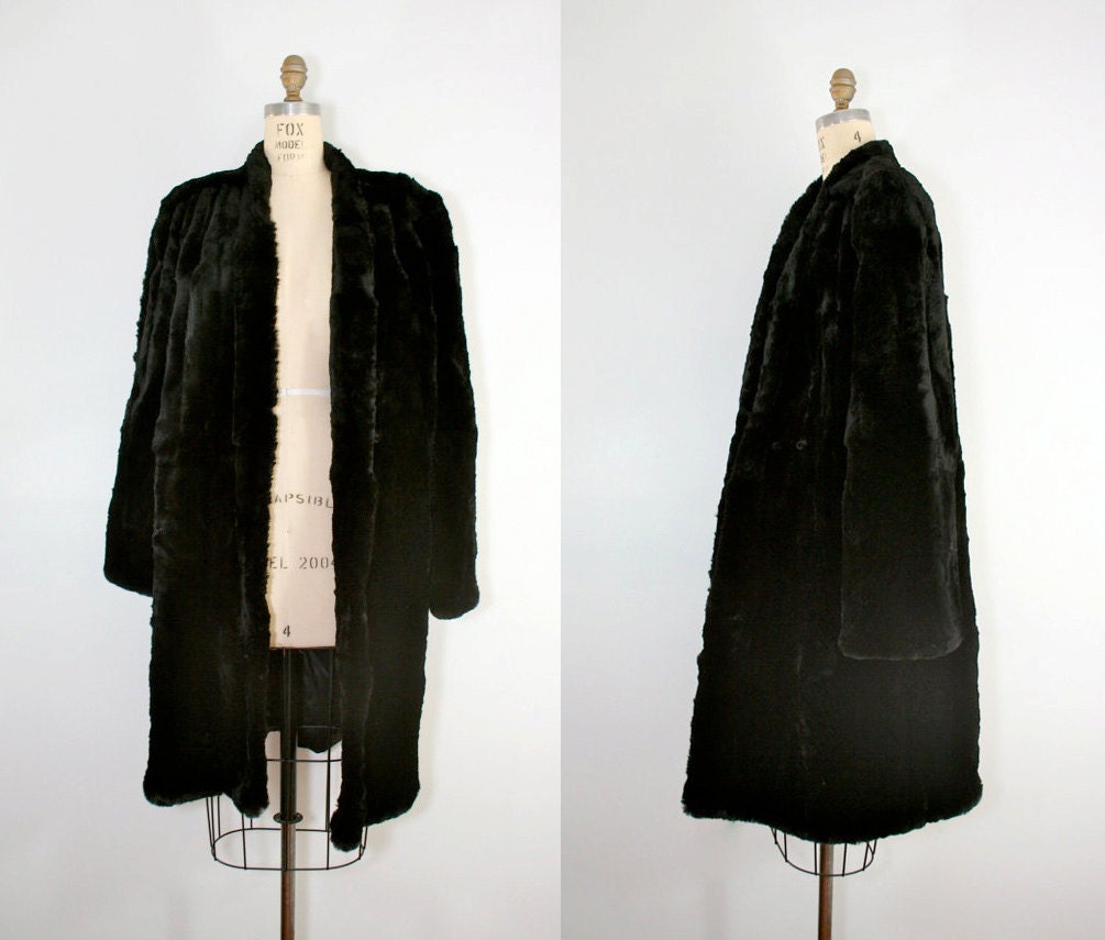 vintage . mink . coat . RECOLLECTIONS . jet . black . fur