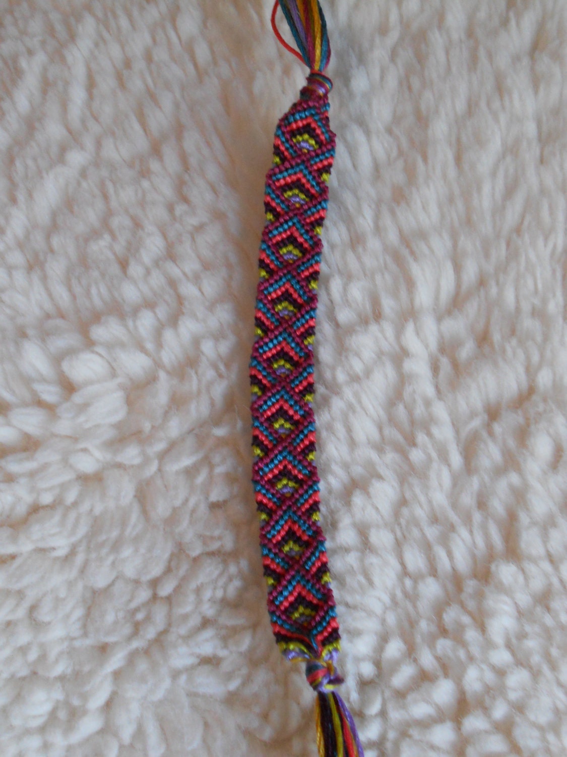 Braided Handmade Friendship Bracelet - Half Diamond (7 colors: Magenta/Teal/Pink/Purple/Lime/Lavendar/Yellow)