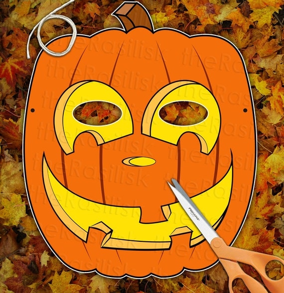 Happy Pumpkin JackoLantern Mask  Printable PDF by theRasilisk from etsy.com