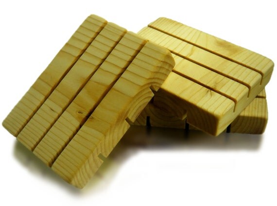 Natural Wooden Soap Dish - Slotted
