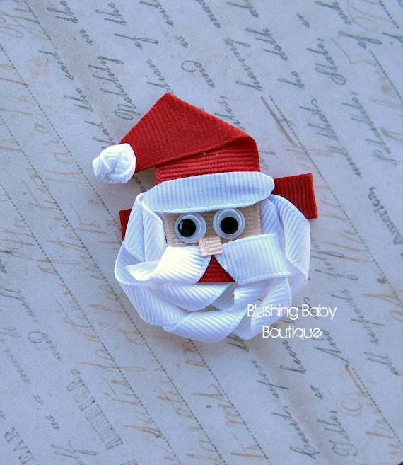 Santa Clause Hair Clip- Attached to Partially lined Alligator Clip-