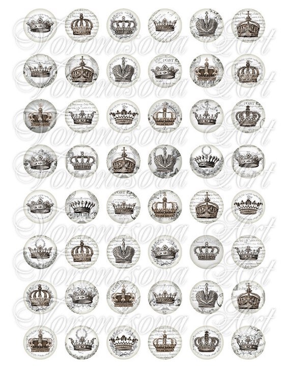 Gloria Crowns 1 inch Circle printable image. 829