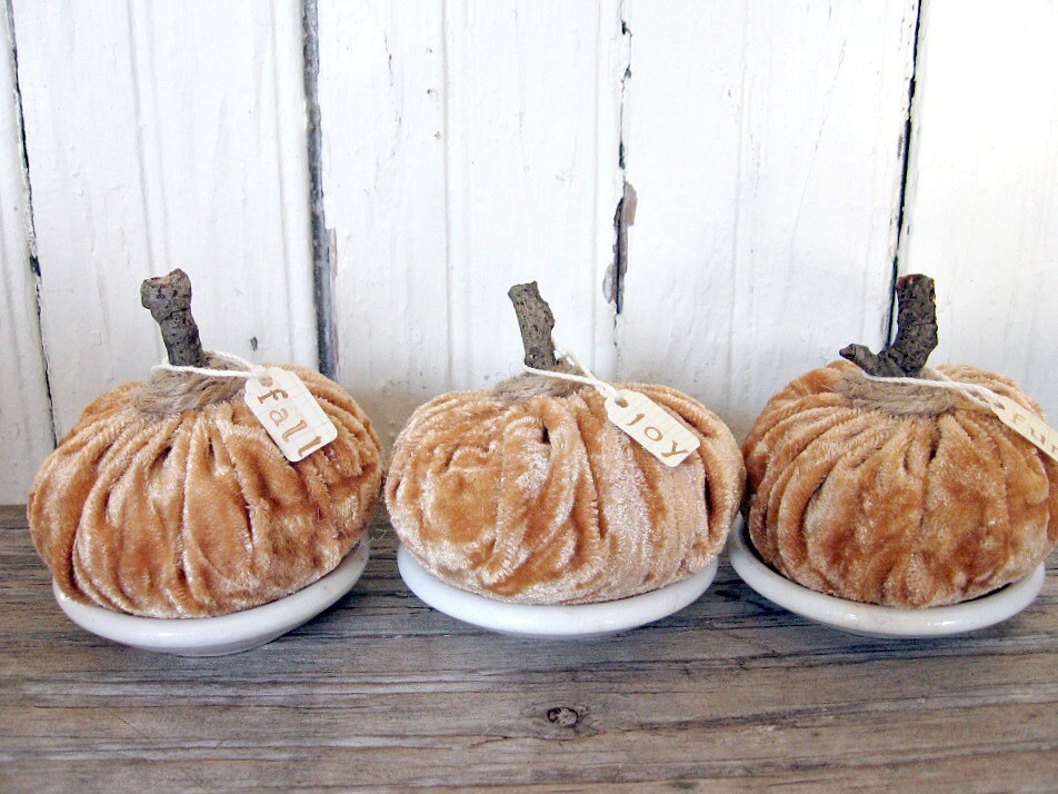 Pumpkins-Fall Decor-Petite Trio-Velvet